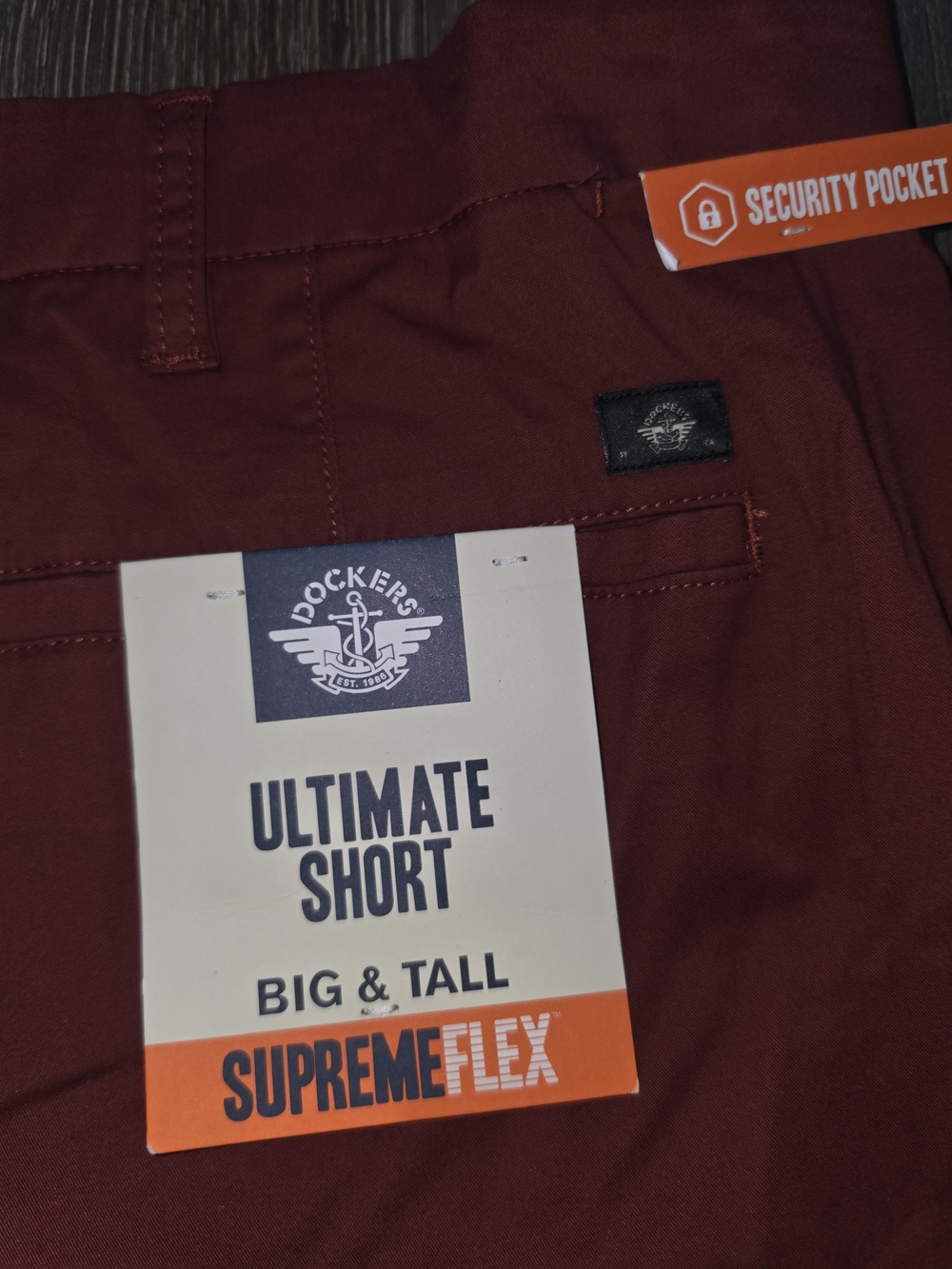 Dockers Men's Ultimate Short in Deep Maroon - Big & Tall Size 58.